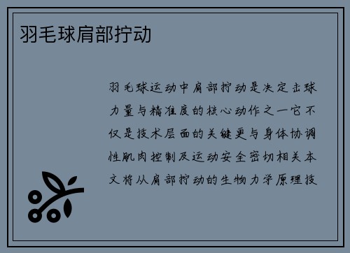 羽毛球肩部拧动